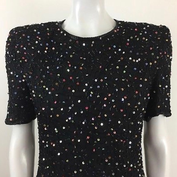 Vtg LAURENCE KAZAR Beaded & Sequined Silk Top - Picture 2 of 4